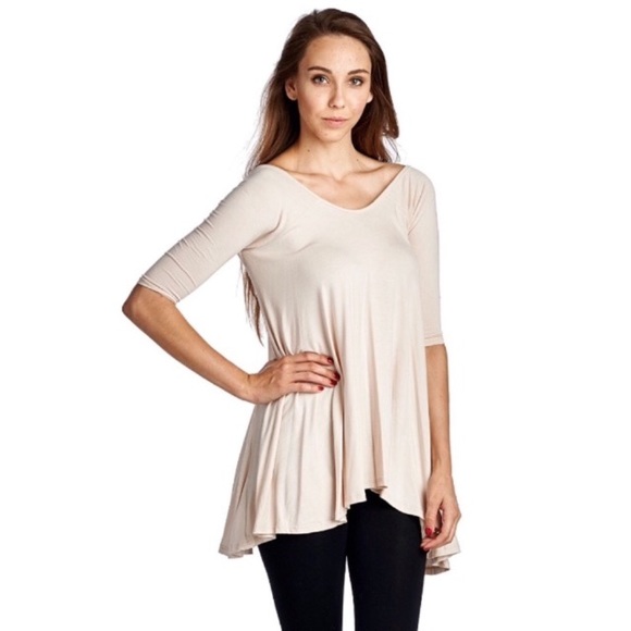 Strappy Open Back Sharkbite Hem Drapey Swing Top - Picture 3 of 3